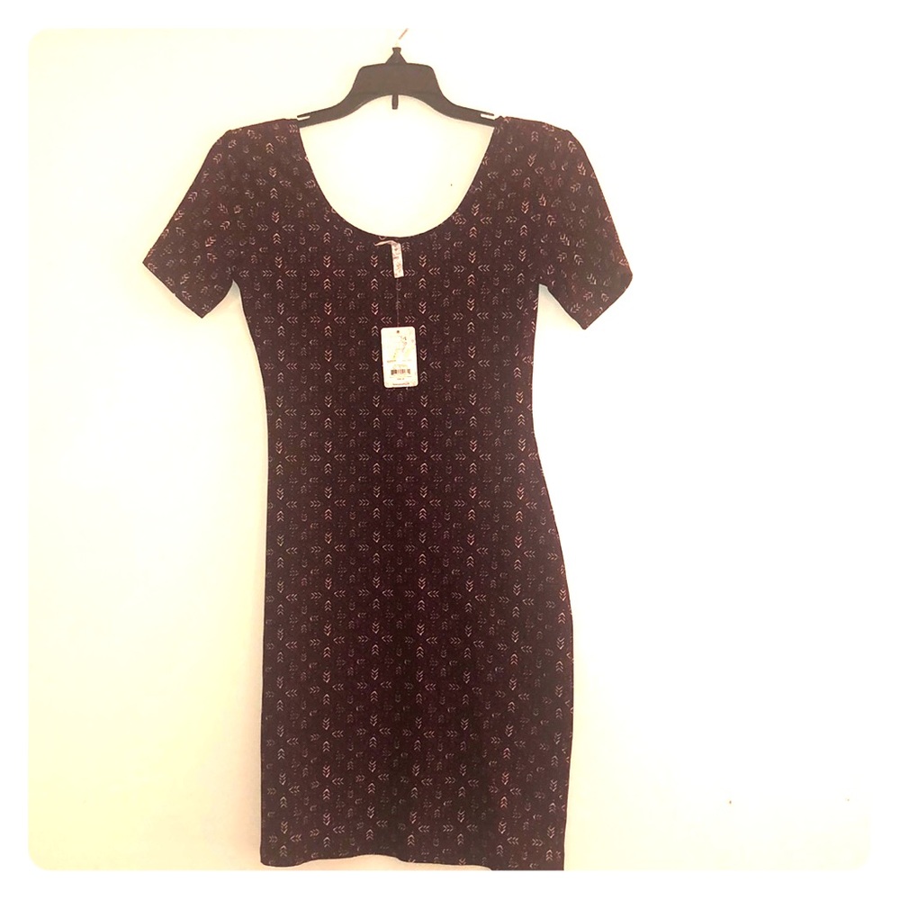 Mudd Body Contour Mini Brown Dress.